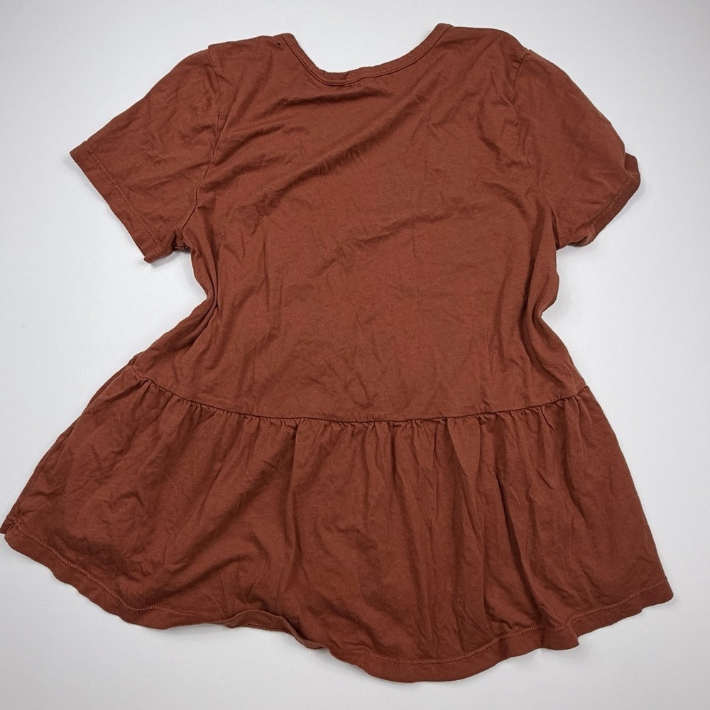 Anthropologie t.la Rust Orange Peplum Top Women's Small Cotton Modal - Picture 8 of 10